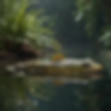 A crystal-clear pond with aquatic life thriving, representing water quality management.