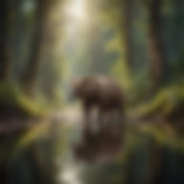 A serene landscape depicting the effects of climate change on natural habitats