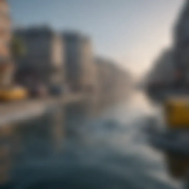 Visual representation of rising sea levels threatening coastal cities.
