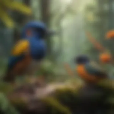 A Vibrant Display of Avian Diversity A vibrant collage of various bird species in their natural habitats.