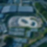 Aerial view of a public trash dump showcasing its vast expanse.