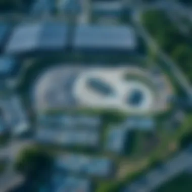 Aerial view of a public trash dump showcasing its vast expanse.