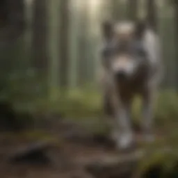 A grey wolf in its natural habitat, showcasing the beauty of its environment.