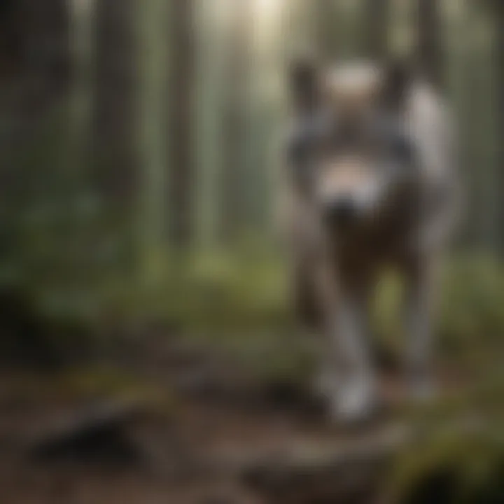 A grey wolf in its natural habitat, showcasing the beauty of its environment.