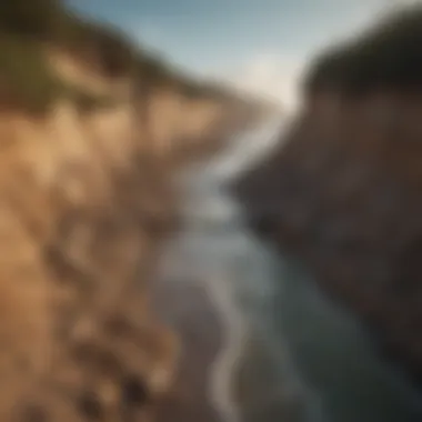 Coastal Erosion Due to Rising Sea Levels Illustration showing coastal erosion caused by rising sea levels.