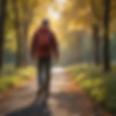 Brisk Walking and Cardiovascular Benefits An individual walking briskly in a park.