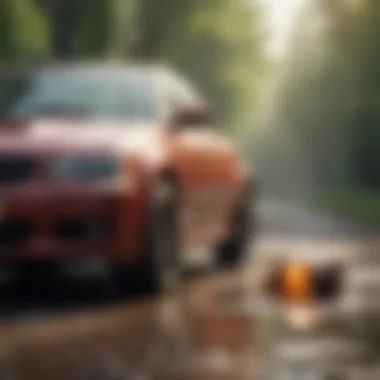 Illustration of the environmental impact of improper brake fluid disposal.