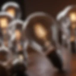 Close-up of incandescent light bulb materials