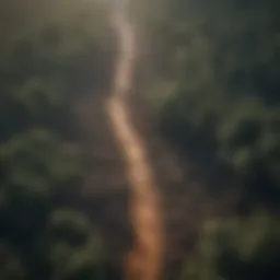 Aerial view of a deforested area showing the impact of climate change