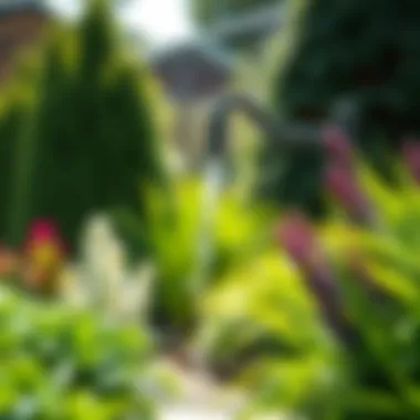 Integration of Rain Spouts in Garden Design Elegant rain spout integrated into a lush garden