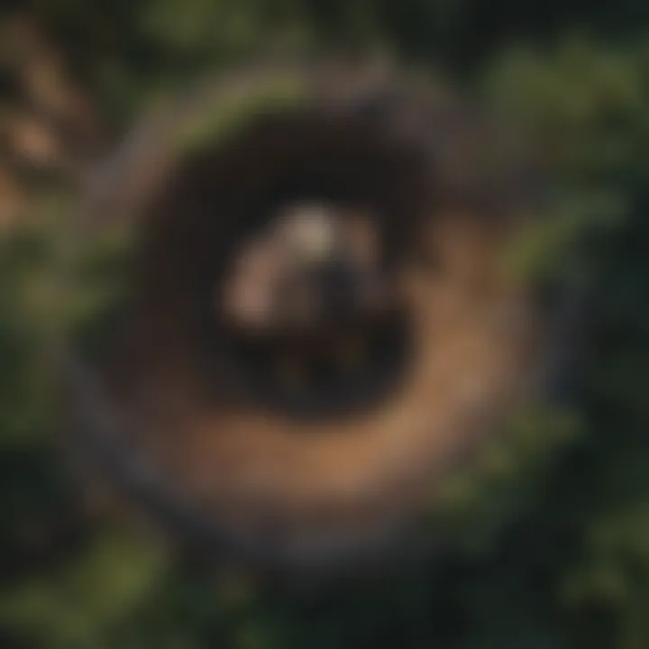 Aerial view of an eagle nest in a forest