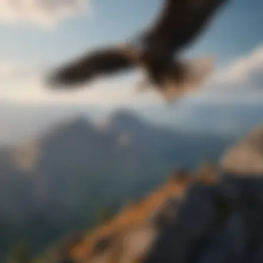 Eagle soaring above a mountain landscape