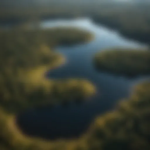 Aerial view of the Three Lakes Management Area showcasing its vast lakes and surrounding forests