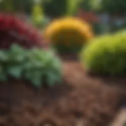 A vibrant garden bed adorned with treated mulch, showcasing its aesthetic appeal.