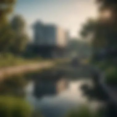 A serene landscape showcasing an eco-friendly treatment plant