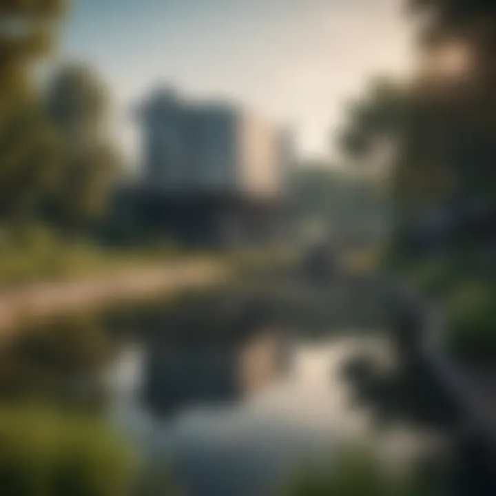 A serene landscape showcasing an eco-friendly treatment plant