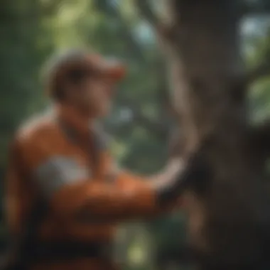 Arborist inspecting tree health post-topping