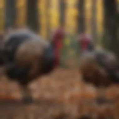 Assessing Breeding Prowess in Male Turkeys Female turkey inspecting potential mate's breeding prowess