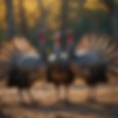 Intricate Courtship Dance of Turkeys Turkey displaying intricate courtship dance
