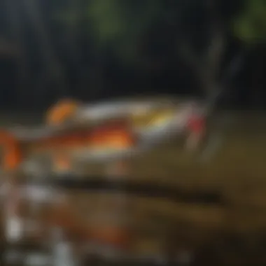 Dynamic shot showcasing a selection of vibrant artificial lures