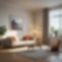 Illustration depicting a serene room with minimalistic decor and soft lighting
