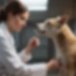 A veterinarian examining a rehabilitated animal
