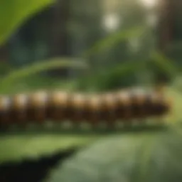 Close-up of a caterpillar on a leaf