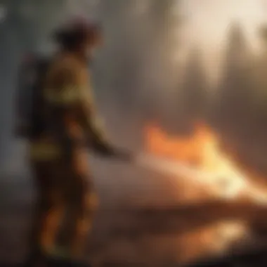 Firefighters at Work Firefighters battling a blaze in a rural area