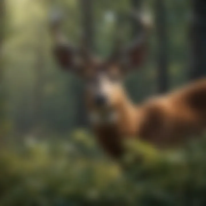 Close-up of deer munching on seasonal foliage.
