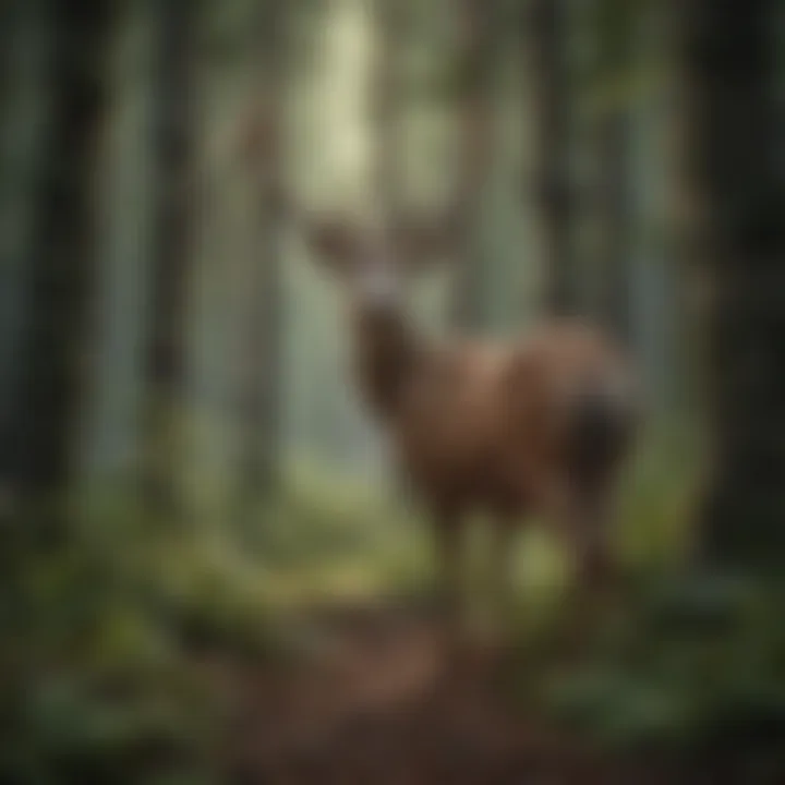 A forest scene showcasing the diverse plant life that deer feed on.