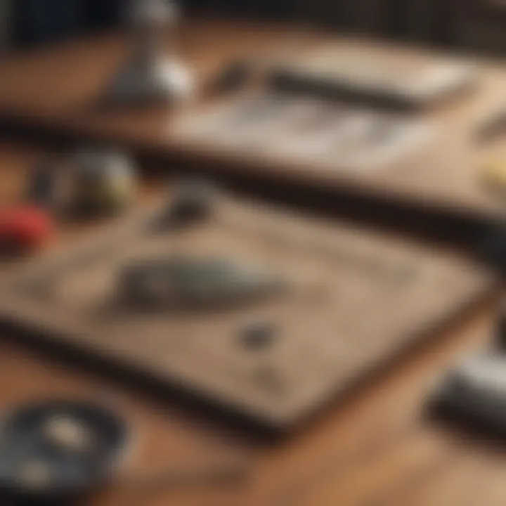 An overview of various DNR fishing license types displayed on a wooden table.