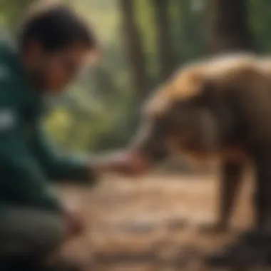 Veterinarian examining a wild animal in a clinical setting