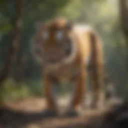 A majestic tiger prowling in a natural habitat