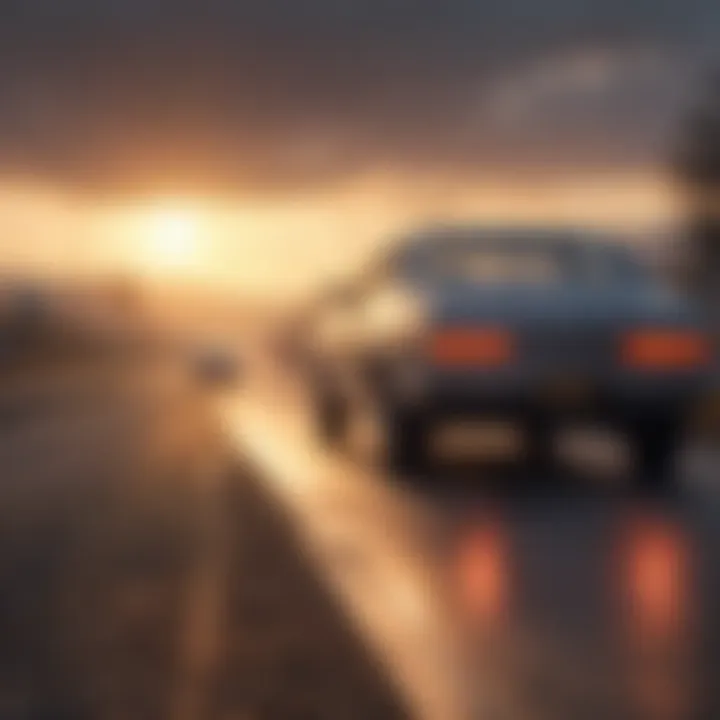 A busy highway with vehicles emitting pollutants