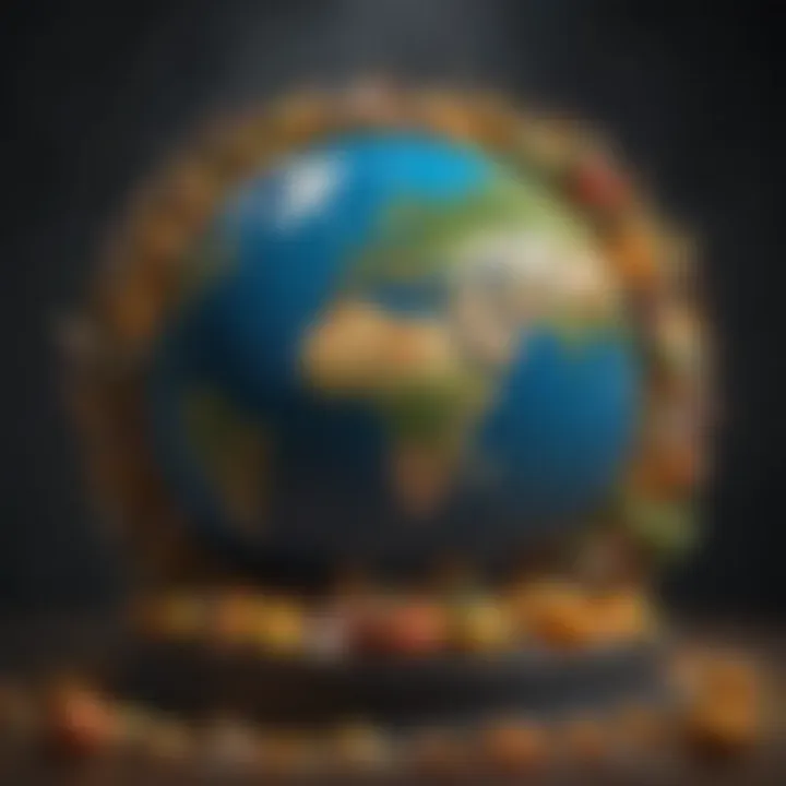 A globe encircled by food waste symbols, emphasizing the global scale of the food waste issue.