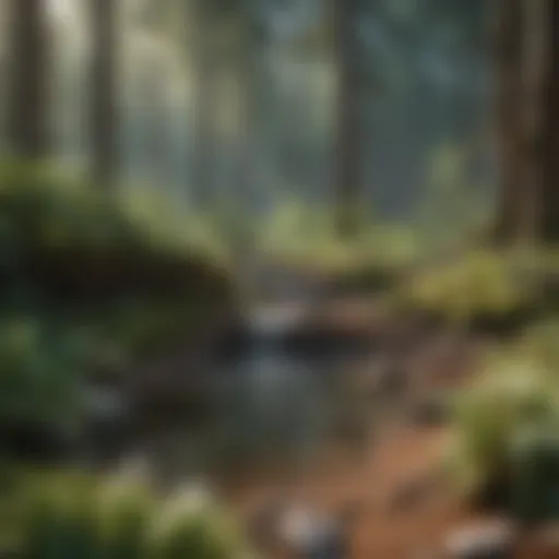 Illustration of a forest septic system layout showing natural integration with the environment