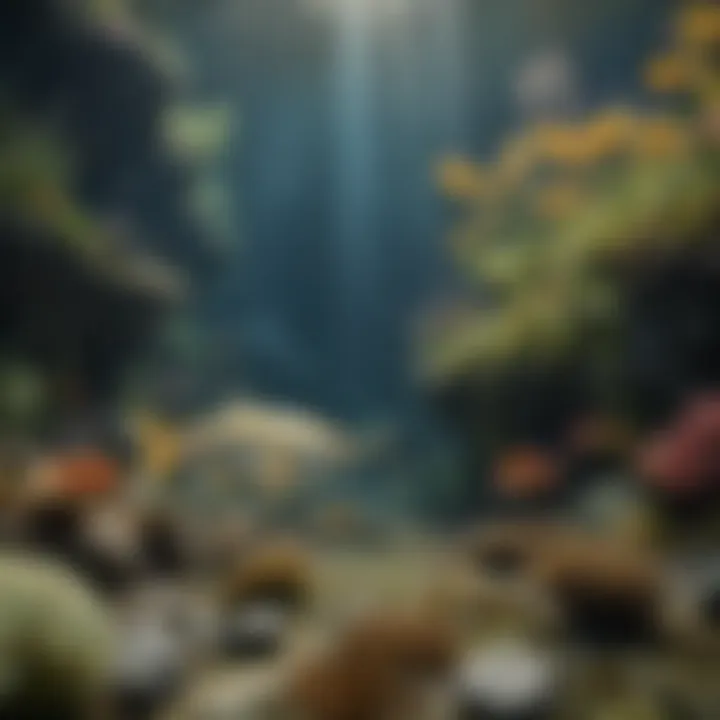 A vibrant underwater scene showcasing various fish species in their natural habitat