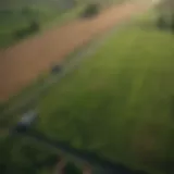 Aerial view of Green County farmland showcasing diverse fertilization methods.