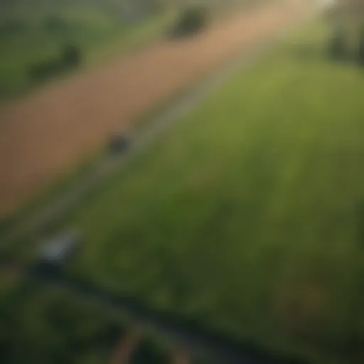 Aerial view of Green County farmland showcasing diverse fertilization methods.