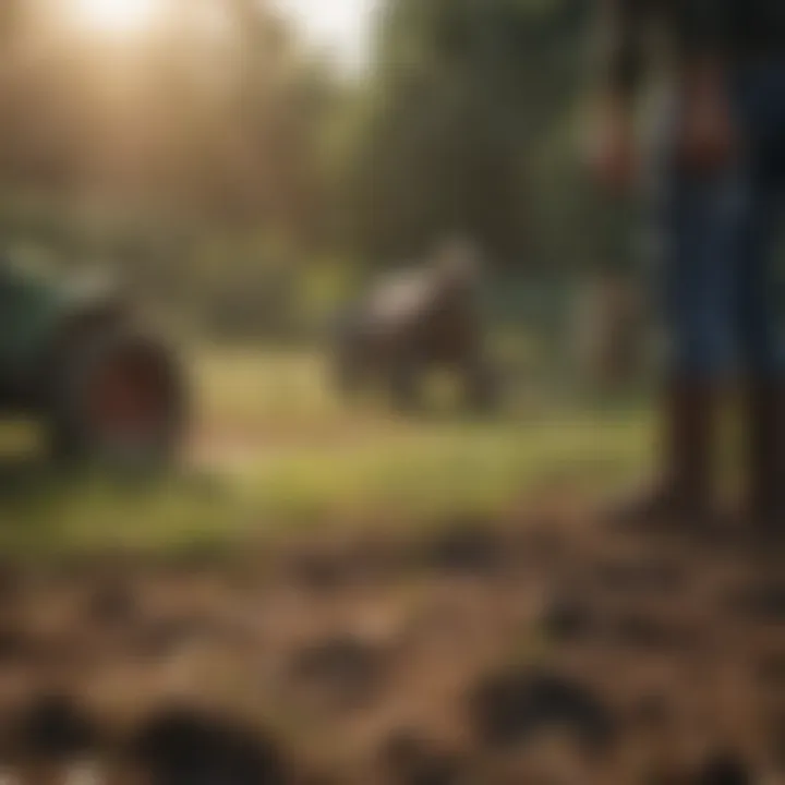 Farmers discussing sustainable fertilization strategies in a field.
