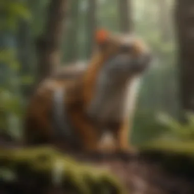 Threat to Biodiversity by Invasive Species Illustration of biodiversity threatened by invasive species in forests