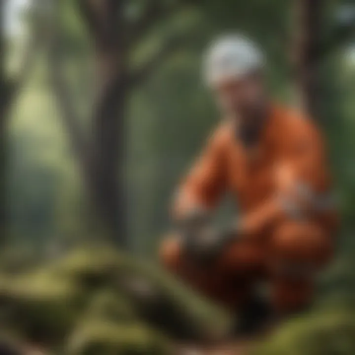 Tree service professional assessing risk management