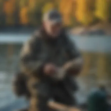 Angler Checking Fishing Regulations on Lake Michigan