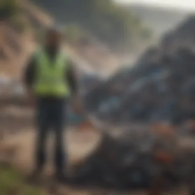 Community members engaging in a cleanup event near a dumping site