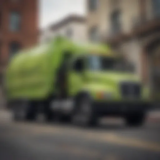 Overview of Long Beach waste collection truck on the street