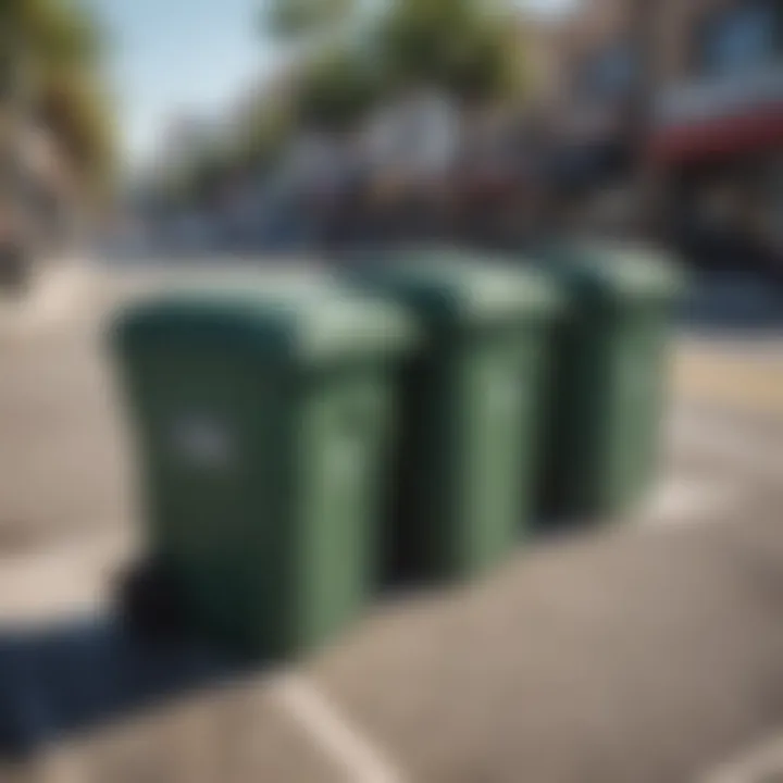 Different types of recyclable and non-recyclable waste bins