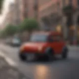 Illustration of a PZEV vehicle on a city road