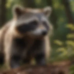 Curious raccoon exploring its surroundings