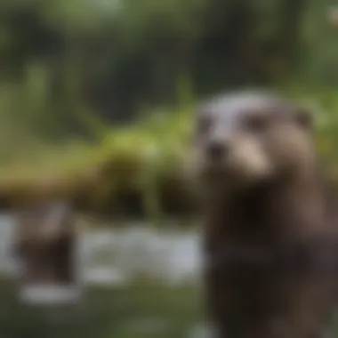 River Otters and Ecosystem Balance River otters in a flourishing ecosystem, highlighting their role in biodiversity