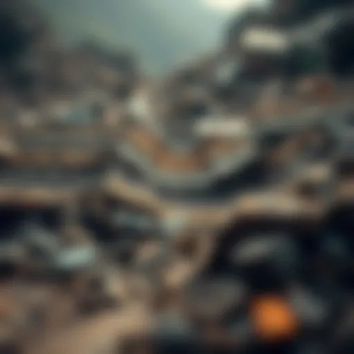 A geological representation of rock solid waste layers